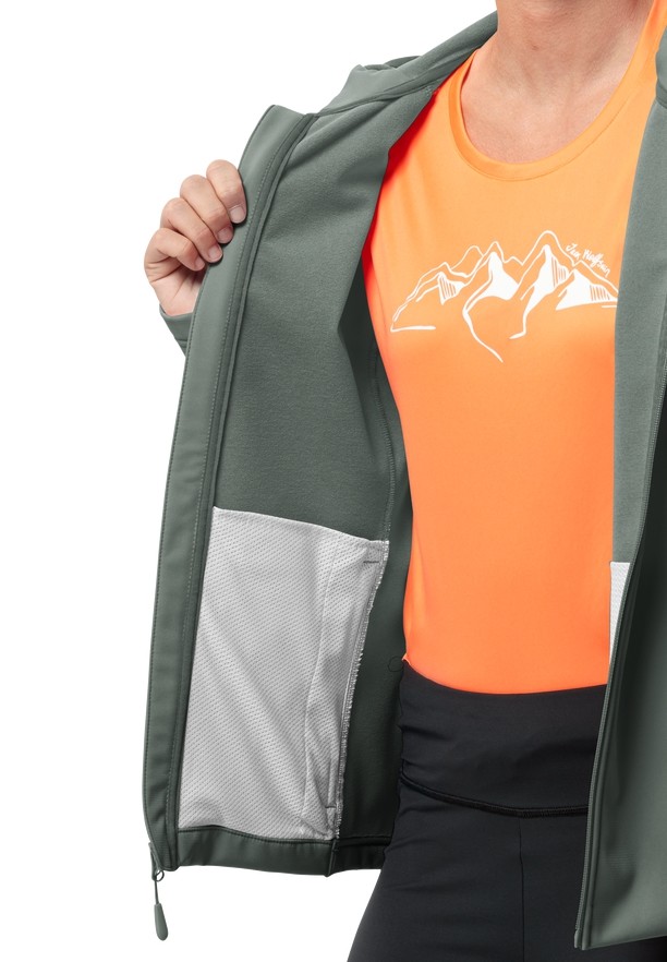 Jack Wolfskin Bornberg Hoody Softshell Jas Dames Groen | 17046882