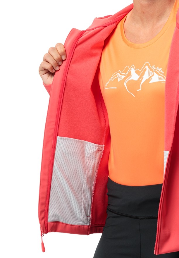 Jack Wolfskin Bornberg Hoody Softshell Jas Dames Rood | 29530985