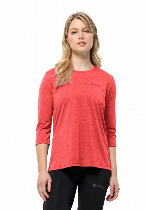 Jack Wolfskin Crosstrail 3/4 T-shirts Dames Rood | 38282414