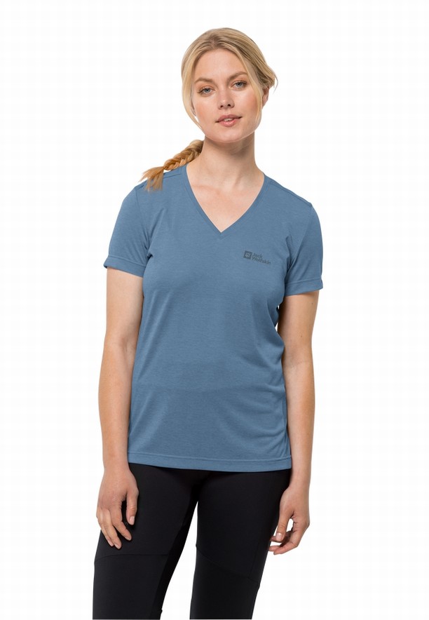 Jack Wolfskin Crosstrail T-shirts Dames Blauw | 21566289