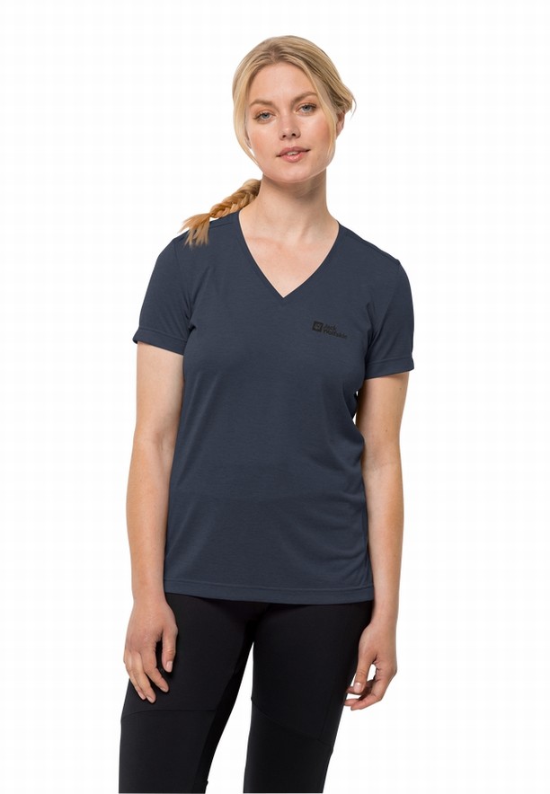 Jack Wolfskin Crosstrail T-shirts Dames Donkerblauw | 76757395