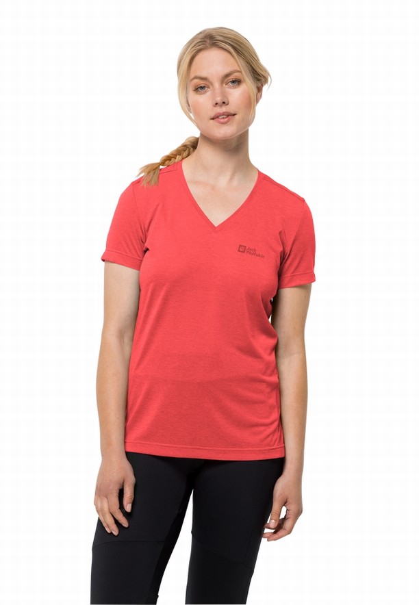 Jack Wolfskin Crosstrail T-shirts Dames Rood | 49928677