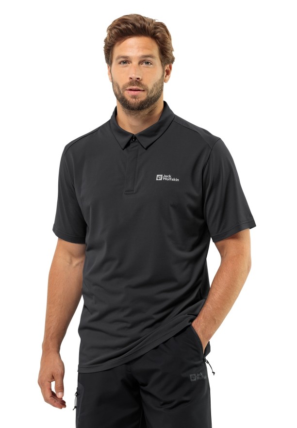Jack Wolfskin Delgami Poloshirt Heren Zwart | 57406232