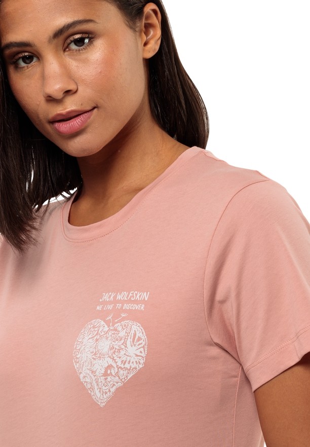 Jack Wolfskin Discover Heart T-shirts Dames Roze | 42867994