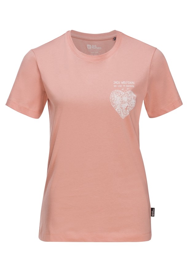 Jack Wolfskin Discover Heart T-shirts Dames Roze | 42867994