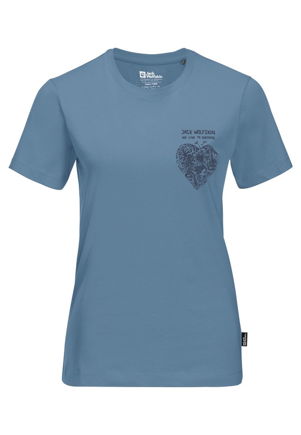 Jack Wolfskin Discover Heart T-shirts Dames Blauw | 95400316