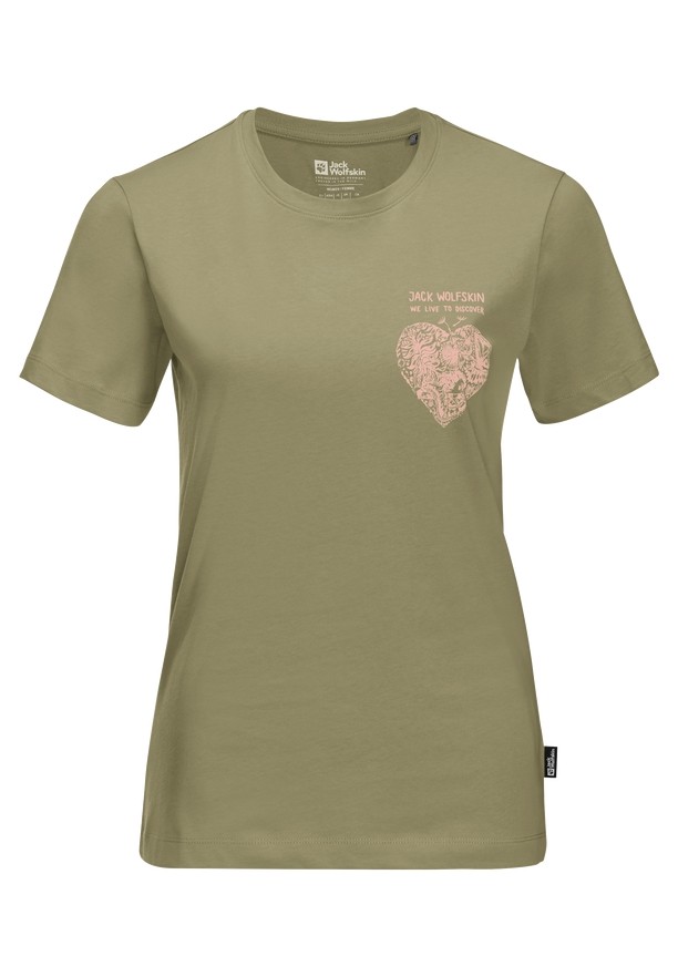 Jack Wolfskin Discover Heart T-shirts Dames Olijfgroen | 20777864