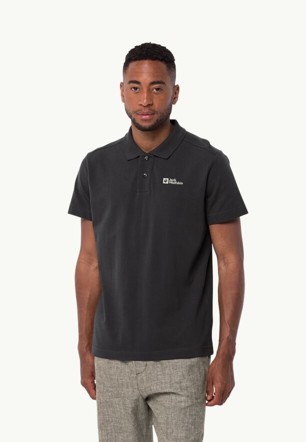 Jack Wolfskin Essential Poloshirt Heren Zwart | 46084473