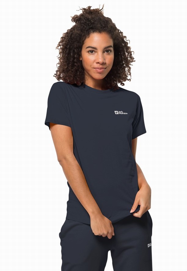 Jack Wolfskin Essential T-shirts Dames Donkerblauw | 84347692