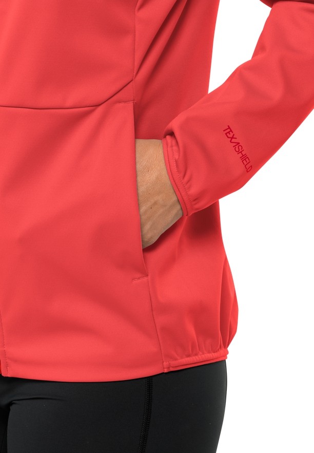 Jack Wolfskin Feldberg Hoody Softshell Jas Dames Rood | 53776977