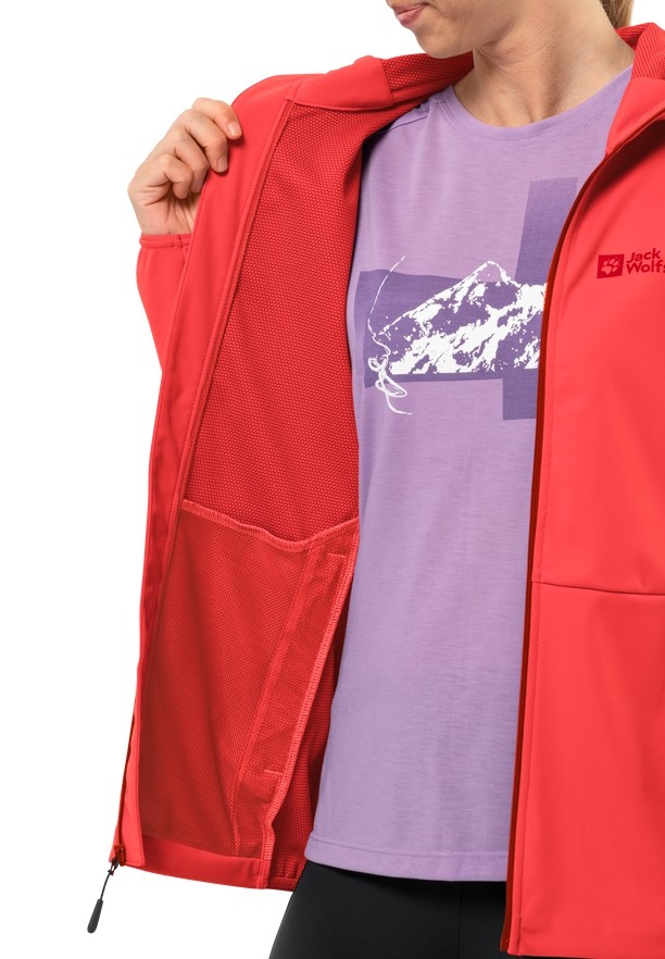 Jack Wolfskin Feldberg Hoody Softshell Jas Dames Rood | 53776977