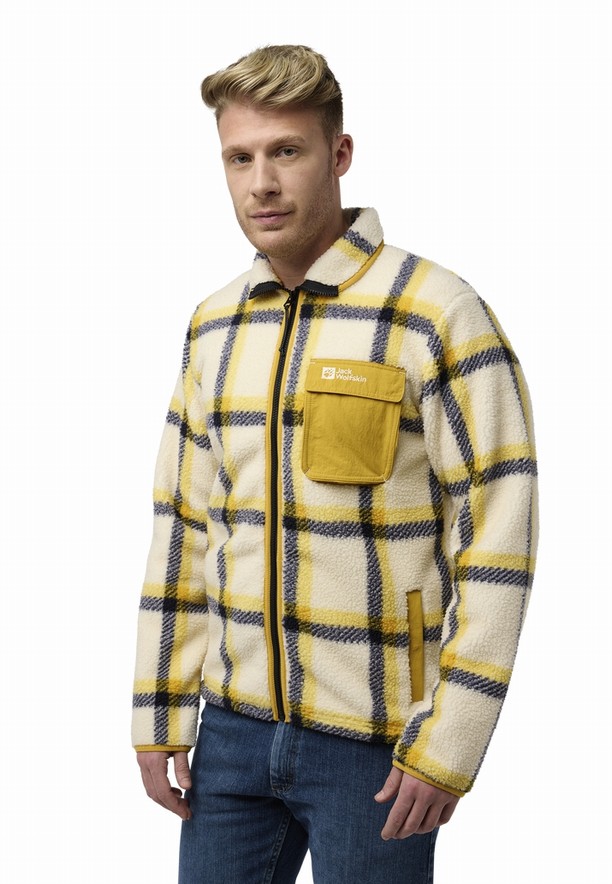 Jack Wolfskin Felslicht Check Fleece Jassen Heren Geel | 16790829