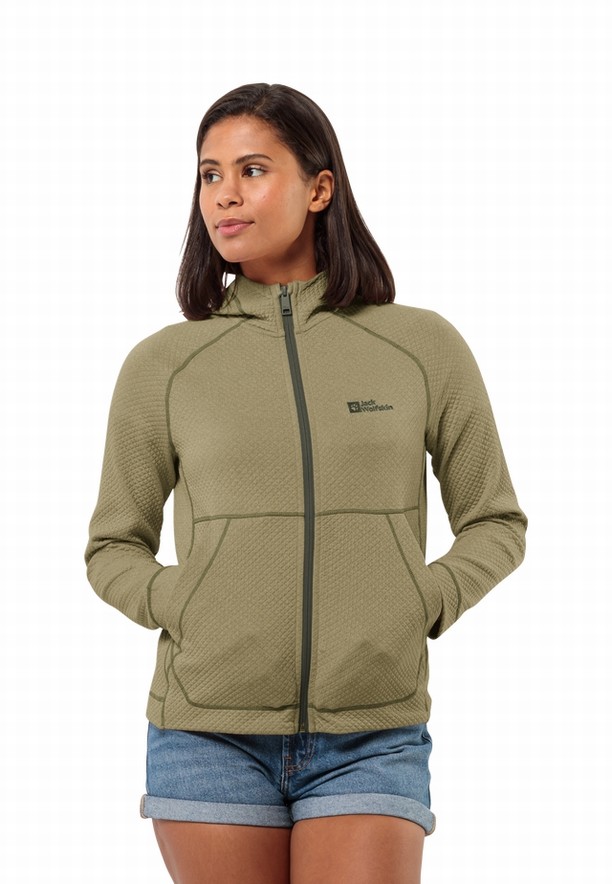 Jack Wolfskin Fernweh Hooded Fleece Jassen Dames Olijfgroen | 19142454