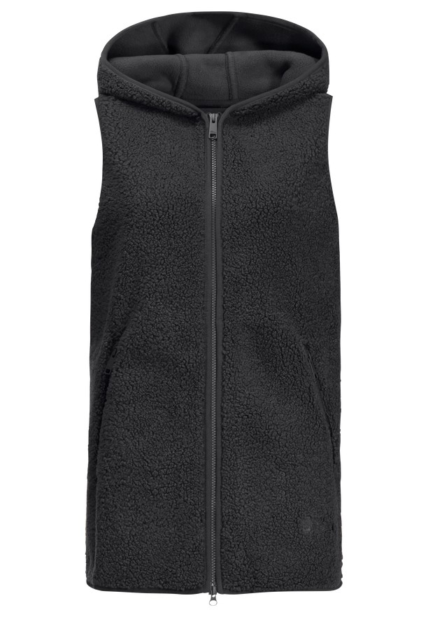 Jack Wolfskin High Curl Long Vest Dames Zwart | 16763179