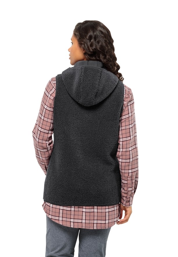 Jack Wolfskin High Curl Long Vest Dames Zwart | 16763179