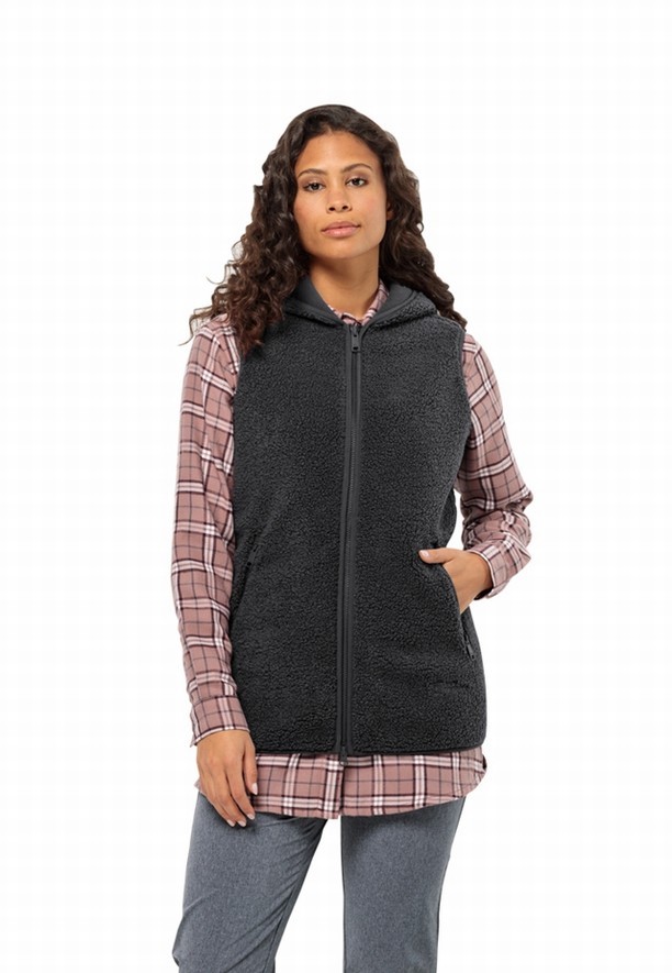 Jack Wolfskin High Curl Long Vest Dames Zwart | 16763179