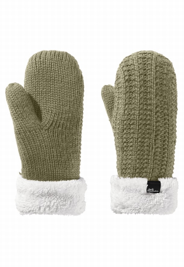 Jack Wolfskin Highloft Knit Wanten Dames Olijfgroen | 10564142