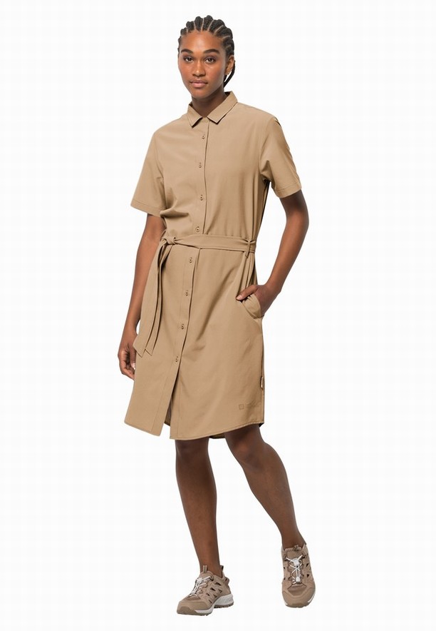 Jack Wolfskin Holiday Midi Jurk Dames Khaki | 47205801