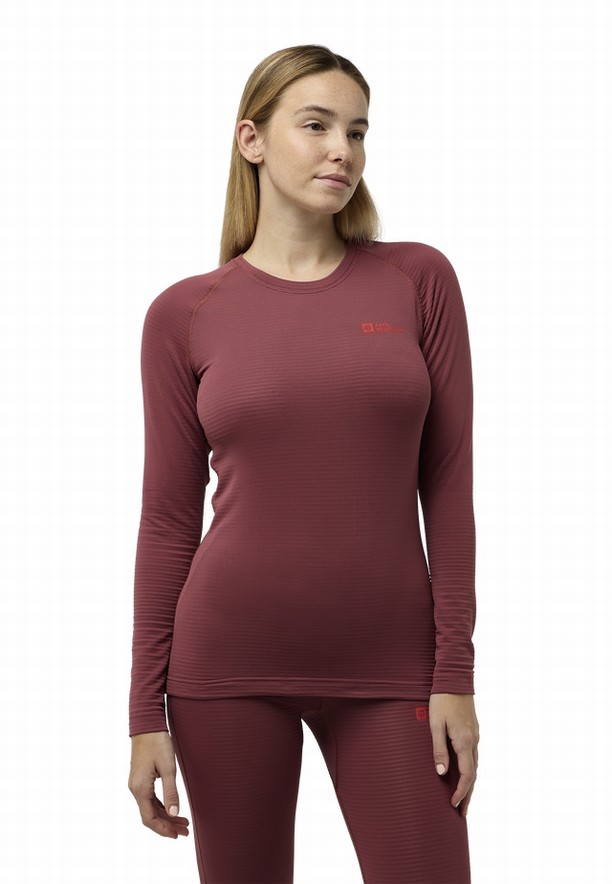 Jack Wolfskin Infinite Warm Ls T-shirts Dames Rood | 45023359