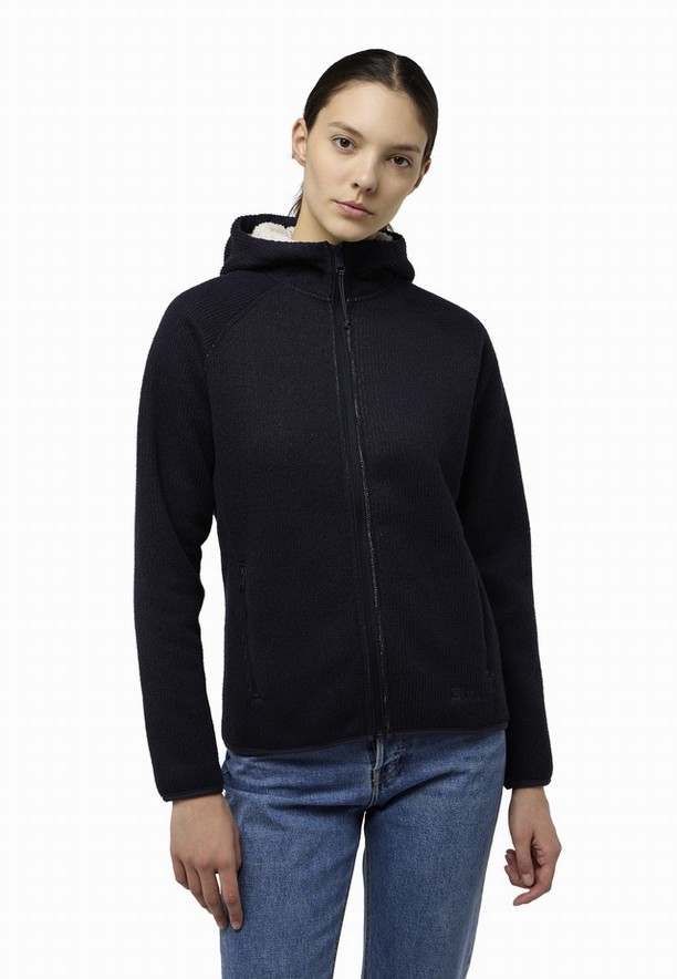 Jack Wolfskin Kaminfeuer Hooded Fleece Jassen Dames Zwart | 40564804