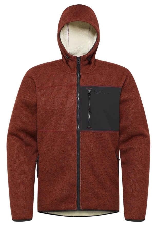 Jack Wolfskin Kaminfeuer Hooded Fleece Jassen Heren Rood | 24625437