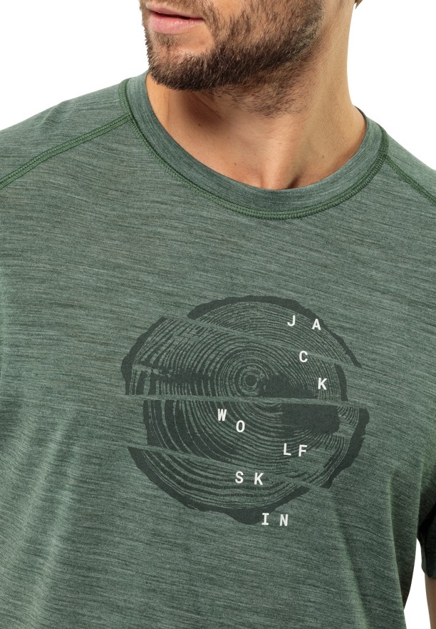 Jack Wolfskin Kammweg Graphic S/s T-shirts Heren Groen | 50151861