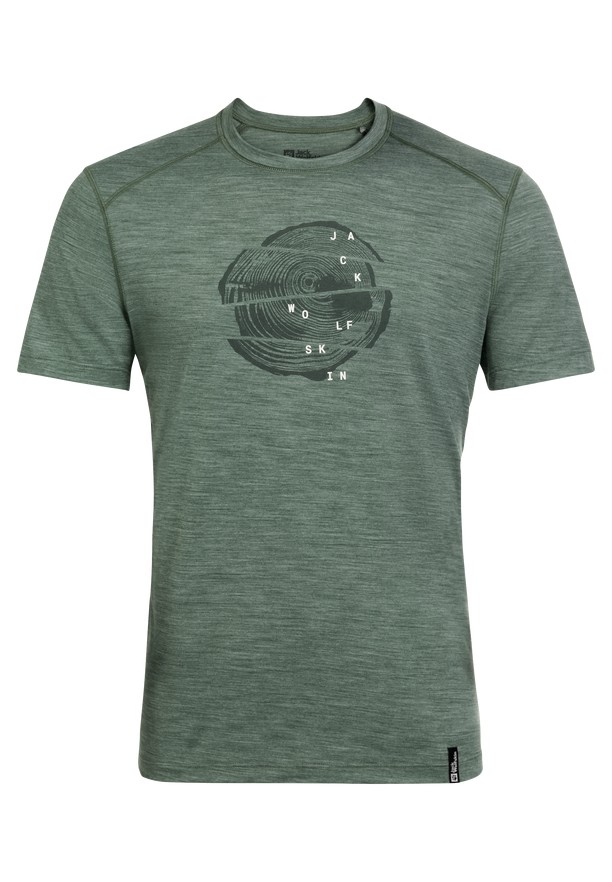 Jack Wolfskin Kammweg Graphic S/s T-shirts Heren Groen | 50151861