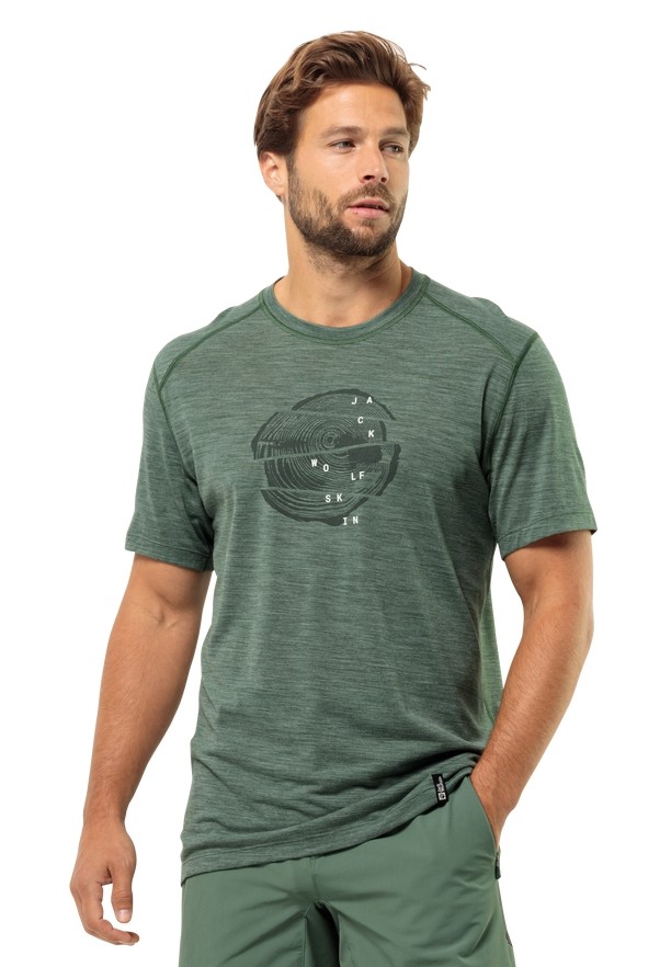 Jack Wolfskin Kammweg Graphic S/s T-shirts Heren Groen | 50151861
