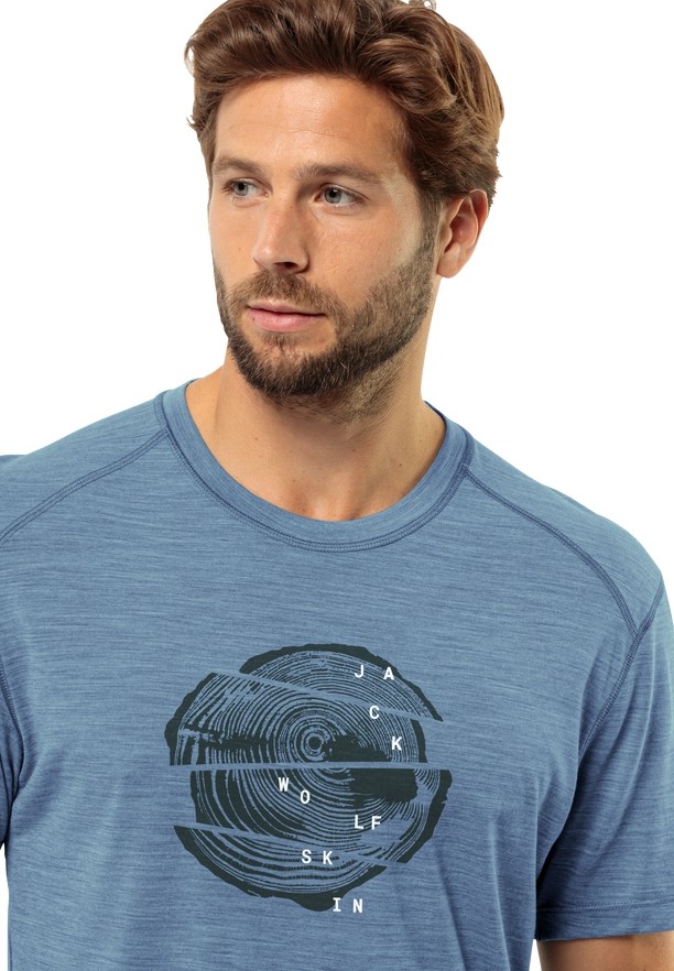 Jack Wolfskin Kammweg Graphic S/s T-shirts Heren Blauw | 72109857