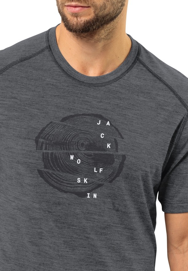 Jack Wolfskin Kammweg Graphic S/s T-shirts Heren Zwart | 64075772