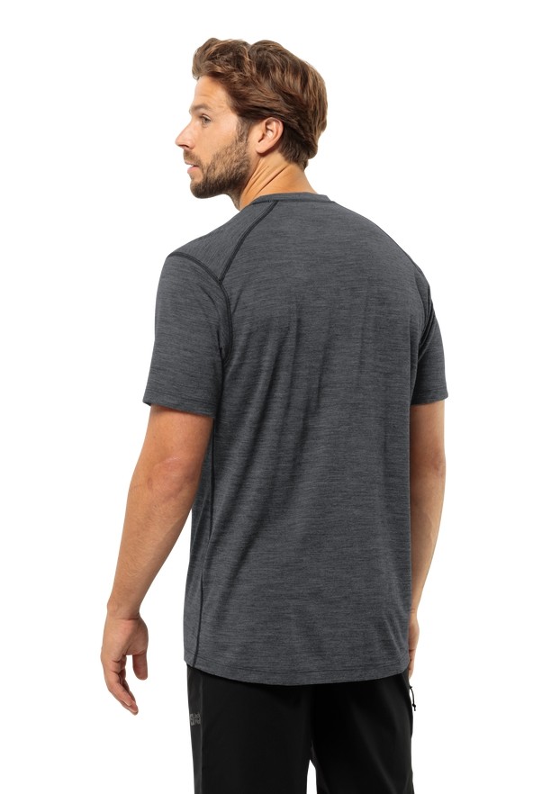 Jack Wolfskin Kammweg Graphic S/s T-shirts Heren Zwart | 64075772