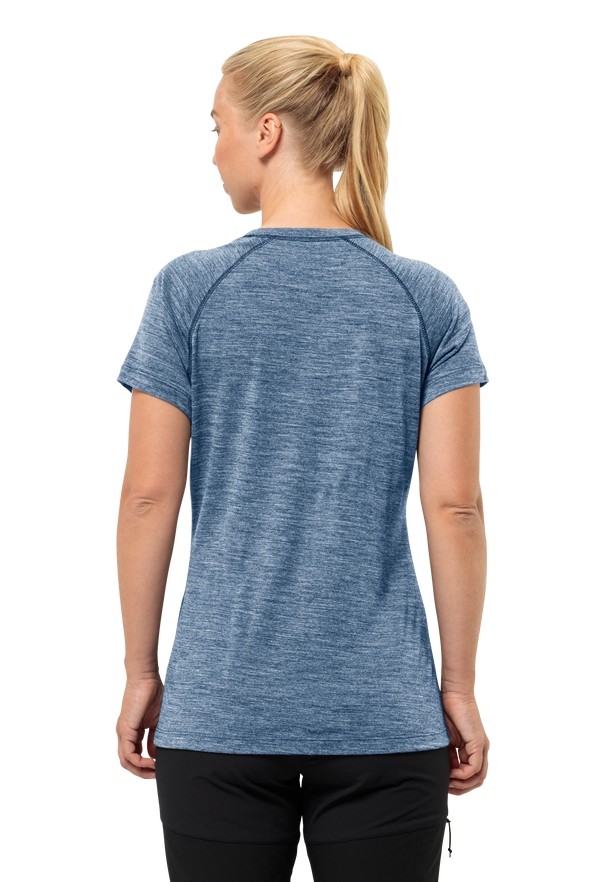 Jack Wolfskin Kammweg Graphic S/s T-shirts Dames Blauw | 10693432