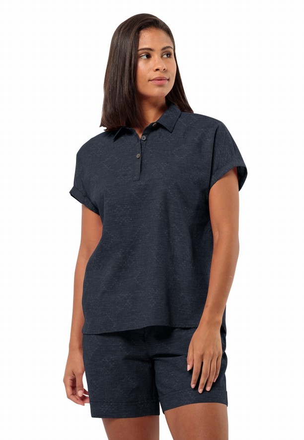 Jack Wolfskin Karana Poloshirt Dames Donkerblauw | 14310853