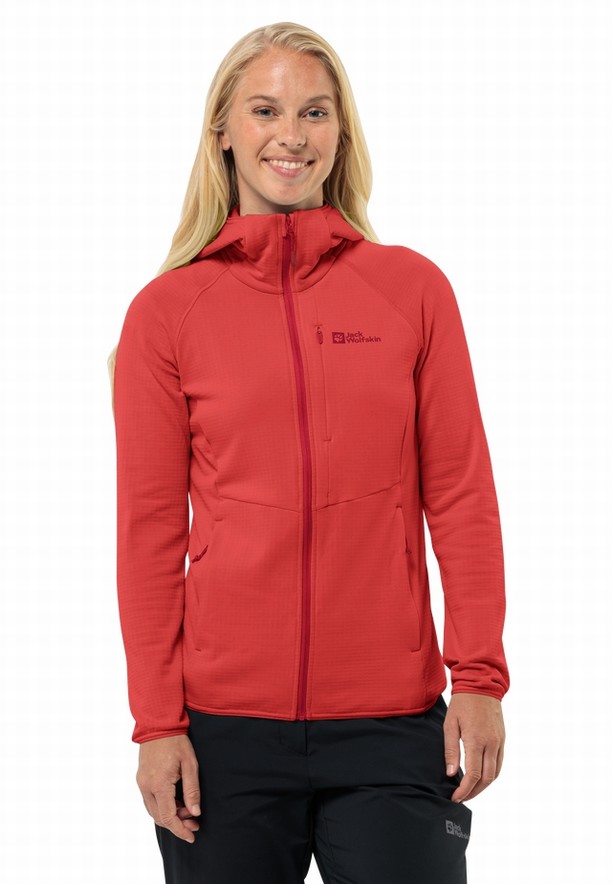 Jack Wolfskin Kolbenberg Hooded Fz Fleece Jassen Dames Rood | 68333985