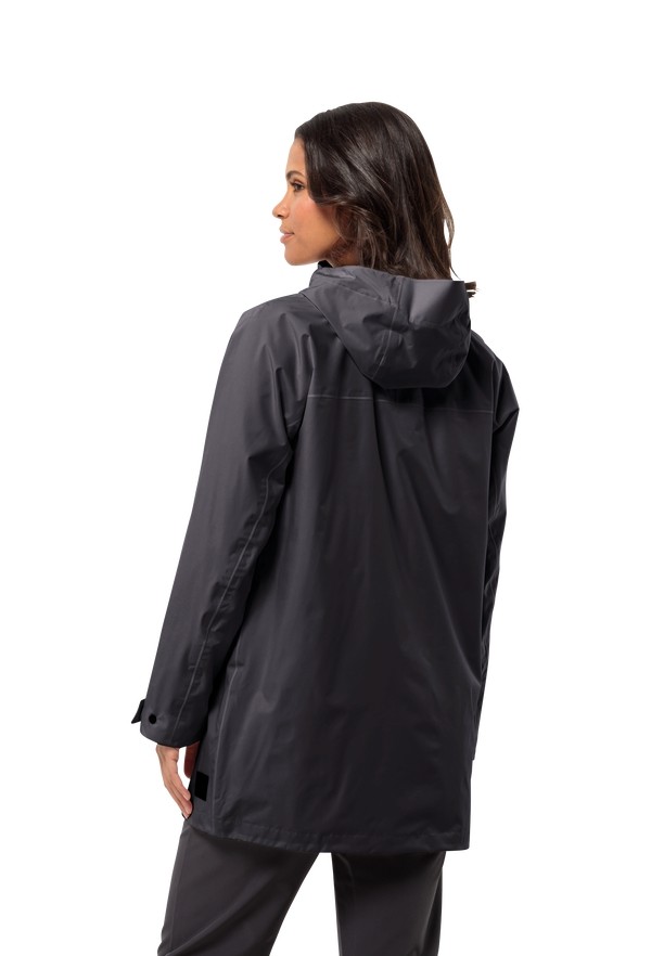 Jack Wolfskin Mainkai Long Regenjassen Dames Zwart | 81534525