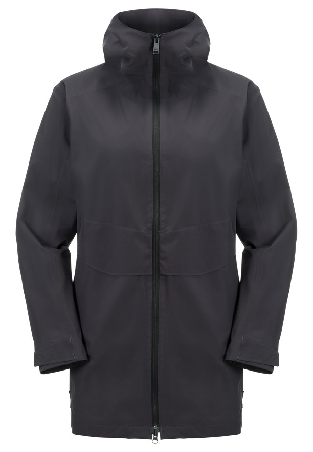 Jack Wolfskin Mainkai Long Regenjassen Dames Zwart | 81534525