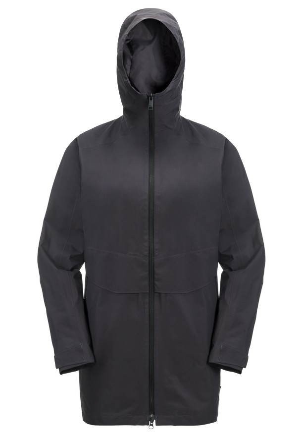 Jack Wolfskin Mainkai Long Regenjassen Dames Zwart | 81534525