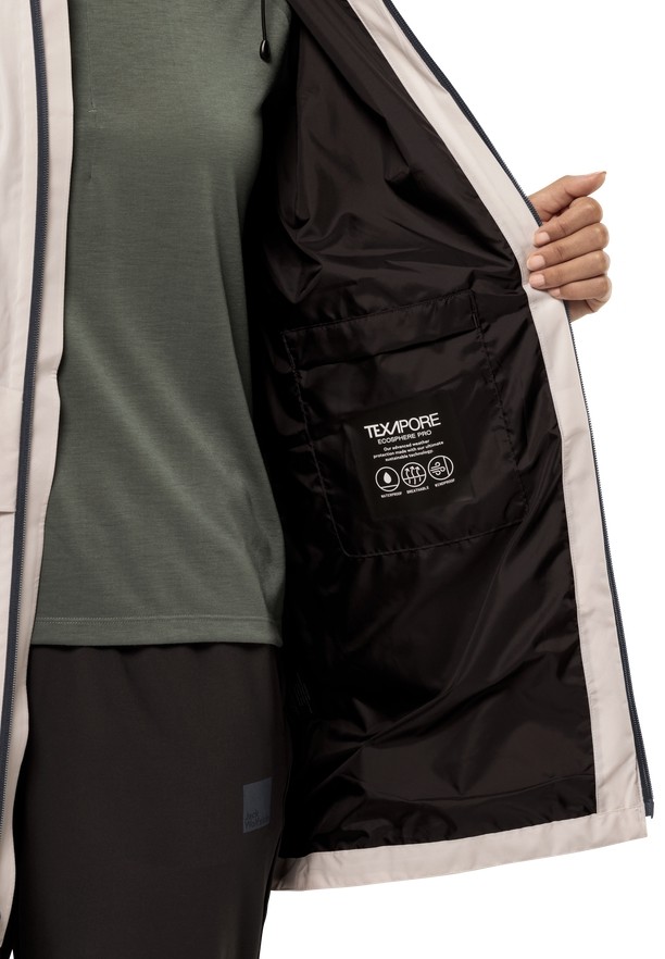 Jack Wolfskin Mainkai Long Regenjassen Dames Wit | 11787784
