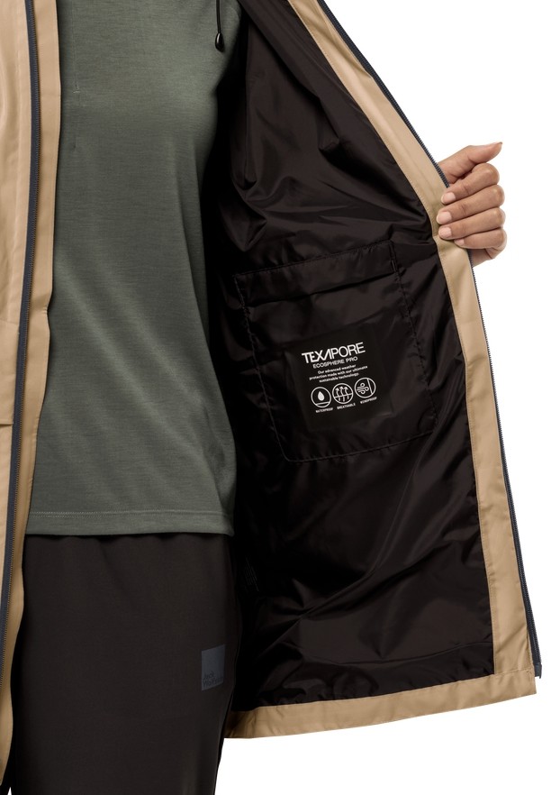 Jack Wolfskin Mainkai Long Regenjassen Dames Khaki | 98232338