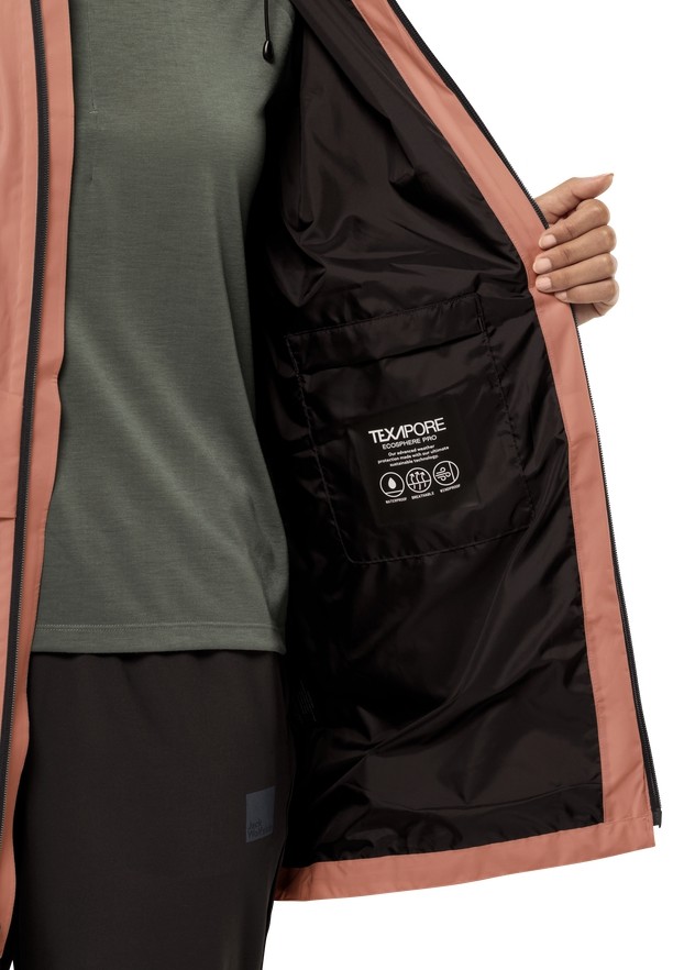 Jack Wolfskin Mainkai Long Regenjassen Dames Roze | 96346289