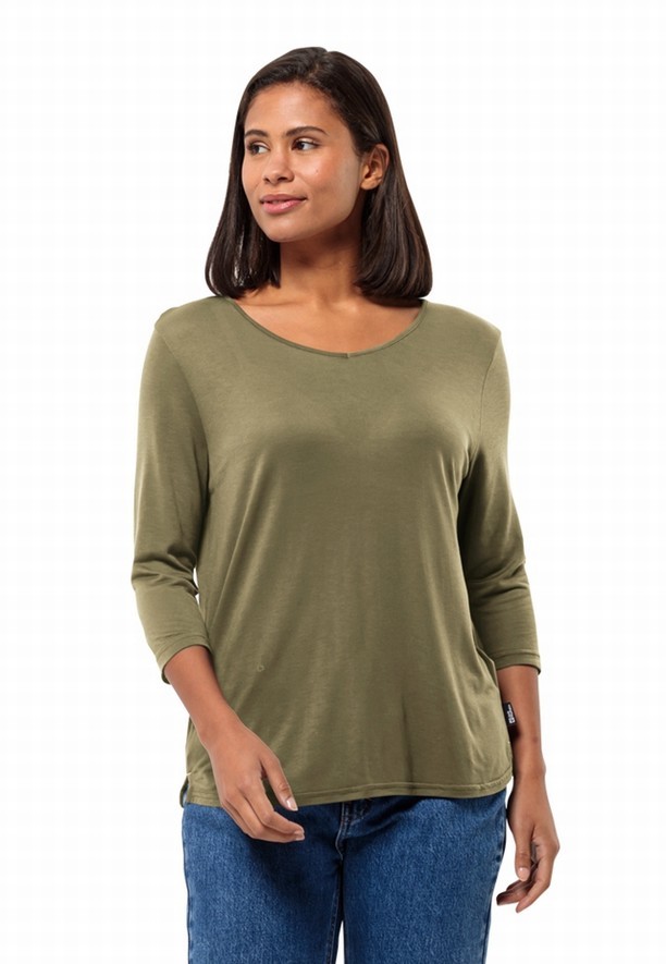 Jack Wolfskin Mola 3/4 T-shirts Dames Olijfgroen | 15533574