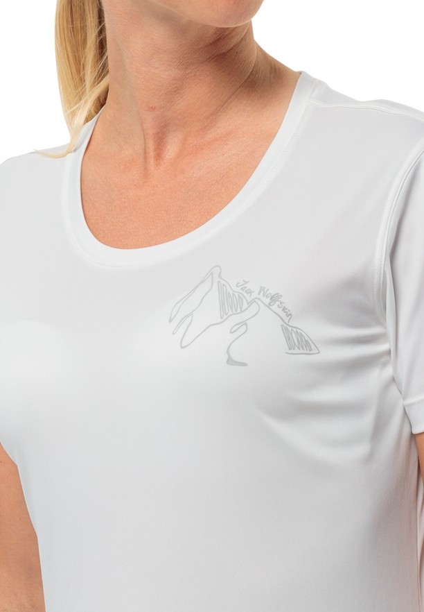 Jack Wolfskin Peak Graphic T-shirts Dames Wit | 66659742
