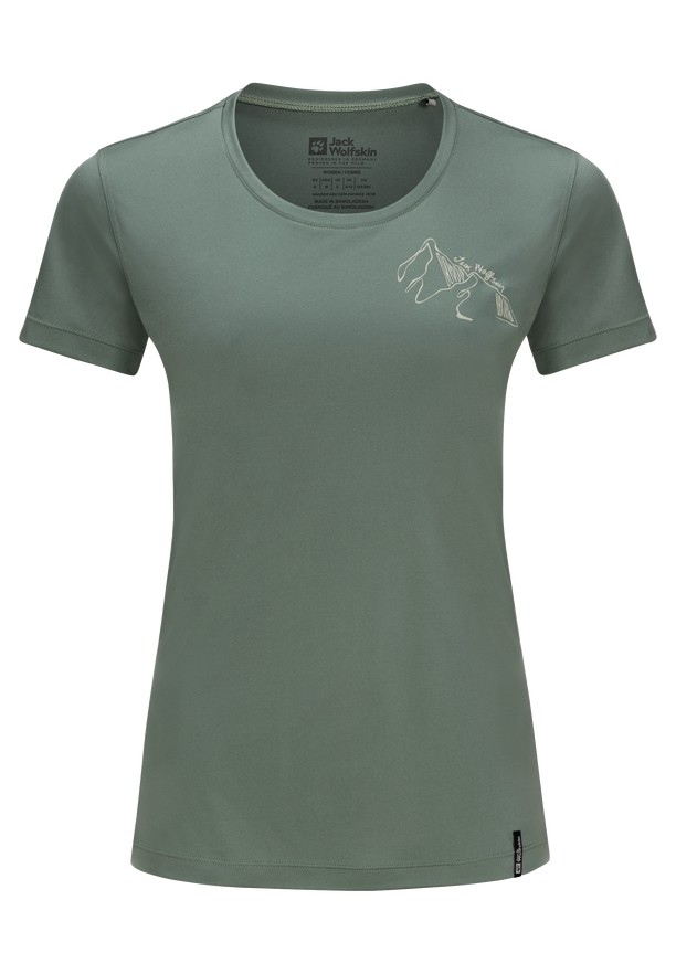Jack Wolfskin Peak Graphic T-shirts Dames Groen | 53791212