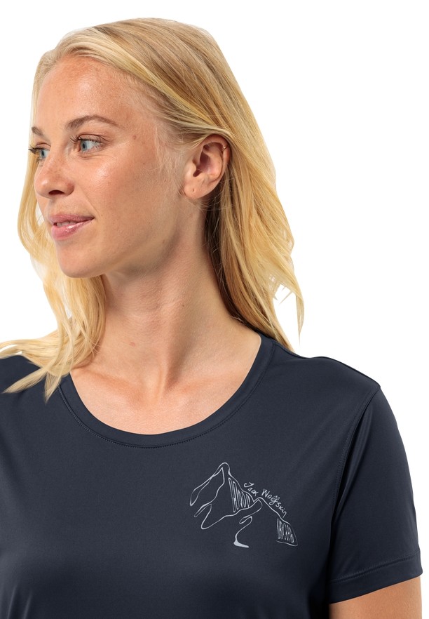 Jack Wolfskin Peak Graphic T-shirts Dames Donkerblauw | 79272523