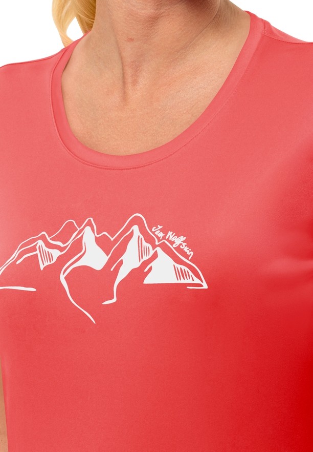 Jack Wolfskin Peak Graphic T-shirts Dames Rood | 62454086