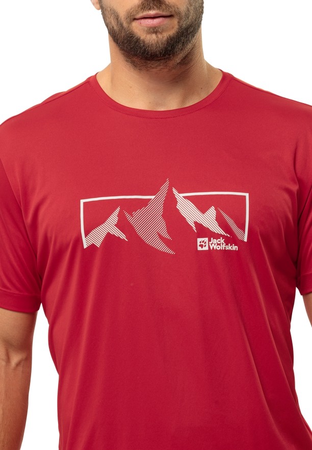 Jack Wolfskin Peak Graphic T-shirts Heren Rood | 96401538