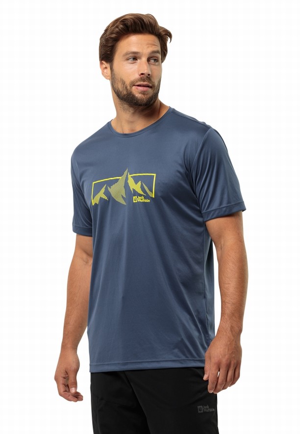 Jack Wolfskin Peak Graphic T-shirts Heren Donkerblauw | 77575132