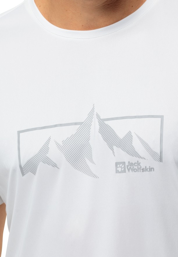 Jack Wolfskin Peak Graphic T-shirts Heren Wit | 17577567