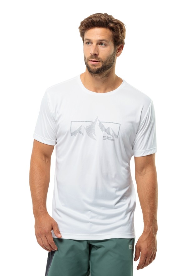 Jack Wolfskin Peak Graphic T-shirts Heren Wit | 17577567