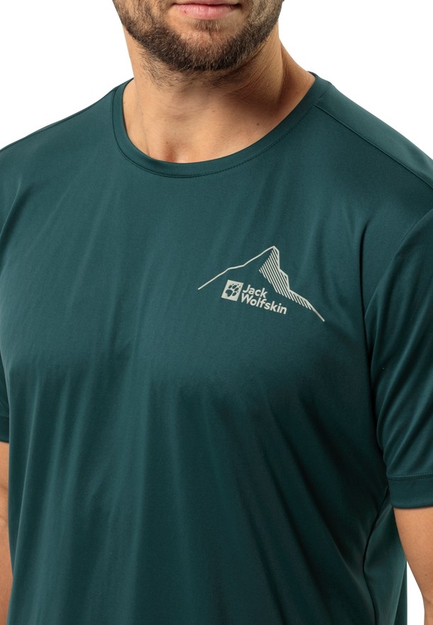 Jack Wolfskin Peak Graphic T-shirts Heren Turquoise | 93249798